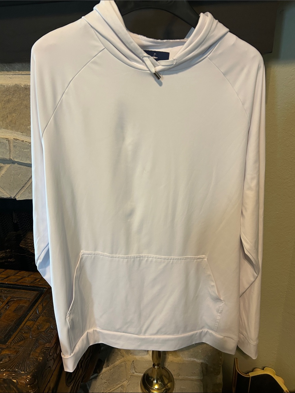 Men's White Hooded Pullover Sweatshirt